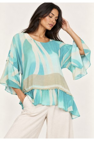 Blusa Ampla Cascata Estampa Águas de Anavilhanas