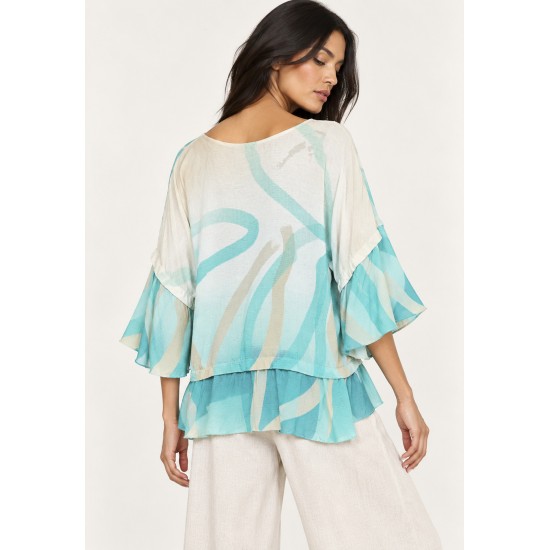 Blusa Ampla Cascata Estampa Águas de Anavilhanas