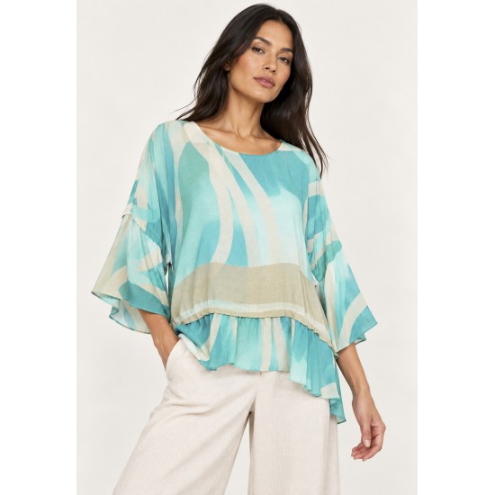 Blusa Ampla Cascata Estampa Águas de Anavilhanas