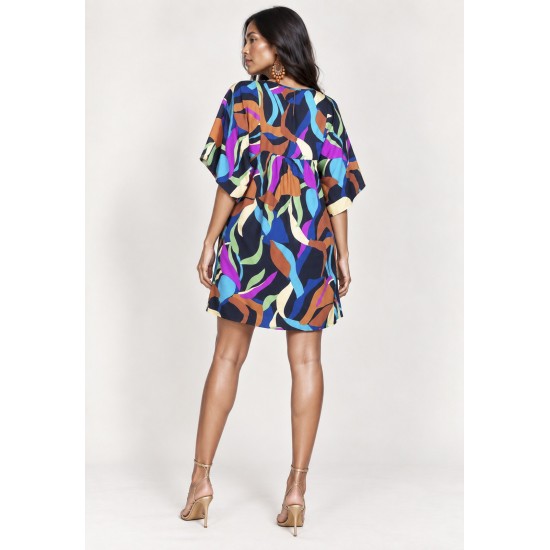 Vestido Curto Pequi Viscose Estampa Aurora Urbana