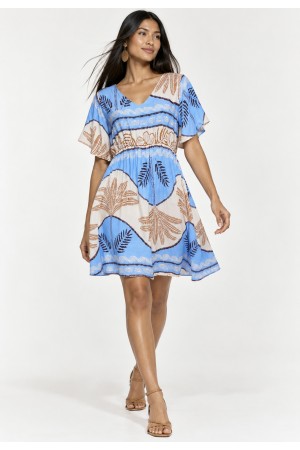 Vestido Curto Rodado Viscose Estampa Águas de Anavilhanas