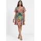 Vestido Curto Aracê Viscose Rodado Estampa Voo da Floresta