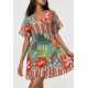 Vestido Curto Aracê Viscose Rodado Estampa Voo da Floresta