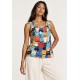 Blusa Regata Nhambu Viscose Estampa Bichanos em Festa
