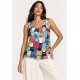 Blusa Regata Nhambu Viscose Estampa Bichanos em Festa