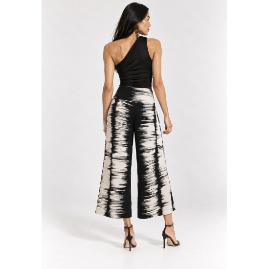 Calça Pantacourt Irapuã Viscose com Argola Estampa Horizonte P&B