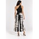 Calça Pantacourt Irapuã Viscose com Argola Estampa Horizonte P&B