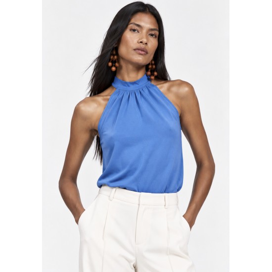 Blusa Trapézio Kaiapó Malha Azul Céu