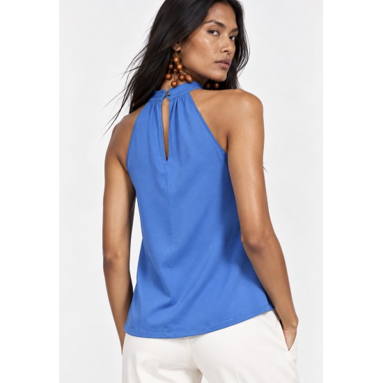 Blusa Trapézio Kaiapó Malha Azul Céu