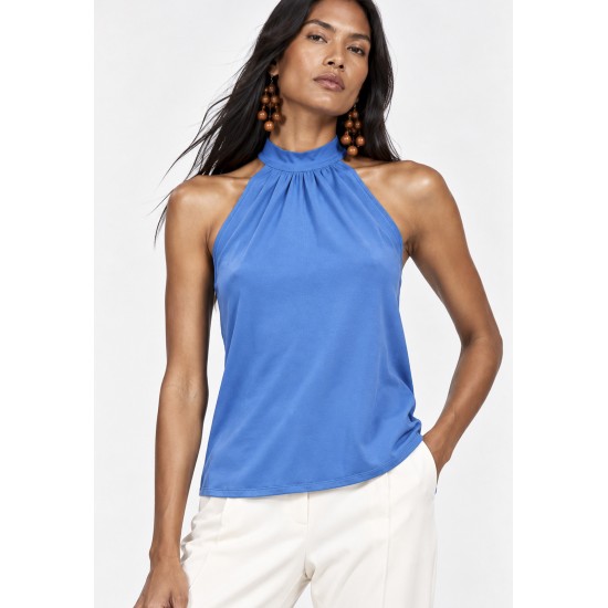 Blusa Trapézio Kaiapó Malha Azul Céu