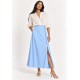 Saia Midi com Zíper Azul Brisa