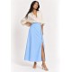 Saia Midi com Zíper Azul Brisa