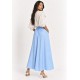 Saia Midi com Zíper Azul Brisa