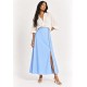 Saia Midi com Zíper Azul Brisa