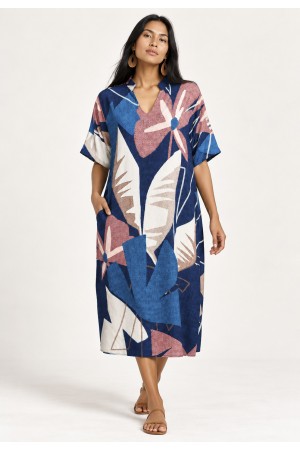 Vestido Midi Viscose Caxiuanã Estampa Jardim de Caxiuanã