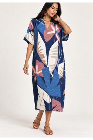 Vestido Midi Viscose Caxiuanã Estampa Jardim de Caxiuanã