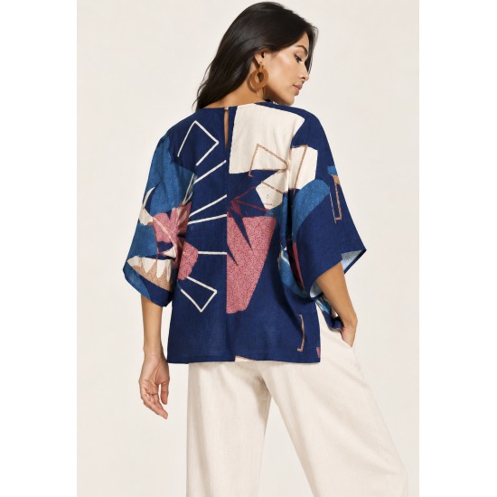 Blusa Ampla Uapê Viscose Estampa Jardim de Caxiuanã