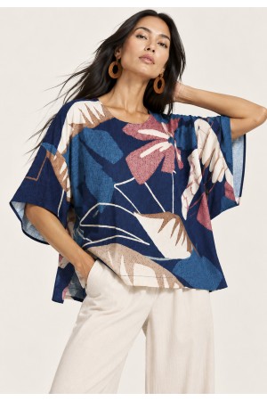 Blusa Ampla Uapê Viscose Estampa Jardim de Caxiuanã