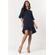 Vestido Curto Viscose Babado Azul