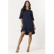 Vestido Curto Viscose Babado Azul