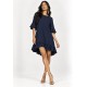 Vestido Curto Viscose Babado Azul