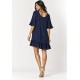 Vestido Curto Viscose Babado Azul