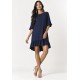 Vestido Curto Viscose Babado Azul