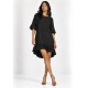 Vestido Curto Viscose Babado Preto
