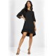 Vestido Curto Viscose Babado Preto