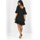 Vestido Curto Viscose Babado Preto