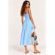 Vestido Midi Alça Fina Jardim de Jurema Azul Brisa