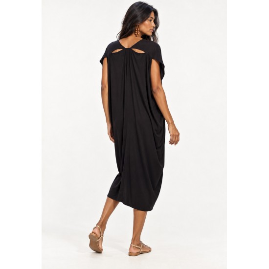 Vestido Kaftan Detalhes nas Costas Preto