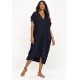 Vestido Kaftan Detalhes nas Costas Azul