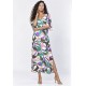 Vestido Midi Abapã Plano com Bolso Estampa Encanto Botânico