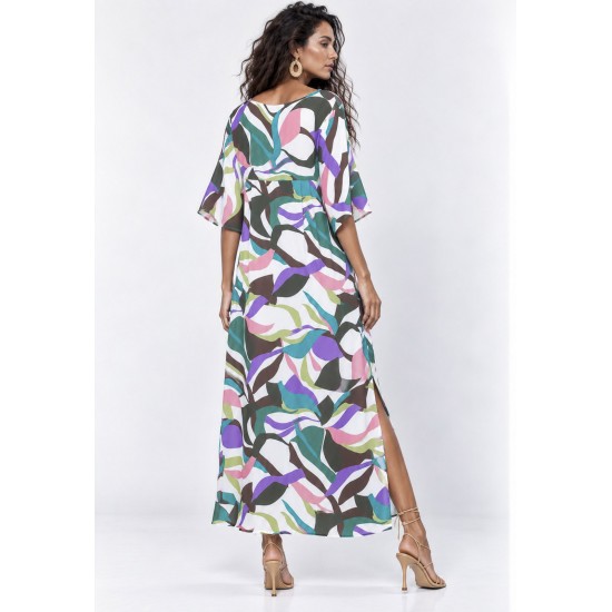 Vestido Midi Abapã Plano com Bolso Estampa Encanto Botânico