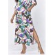 Vestido Midi Abapã Plano com Bolso Estampa Encanto Botânico