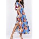 Vestido Midi Abapã Plano com Bolso Estampa Aurora Profunda