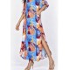 Vestido Midi Abapã Plano com Bolso Estampa Aurora Profunda
