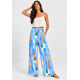 Calça Pantalona Elastic Estampa Blue Organic