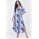 Vestido Midi Abapã Plano com Bolso Estampa Jardim Celeste