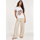 Blusa Aruá Malha Off White Estampa Olhar de Bichano