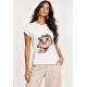 Blusa Aruá Malha Off White Estampa Olhar de Bichano
