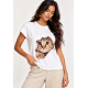 Blusa Aruá Malha Off White Estampa Olhar de Bichano