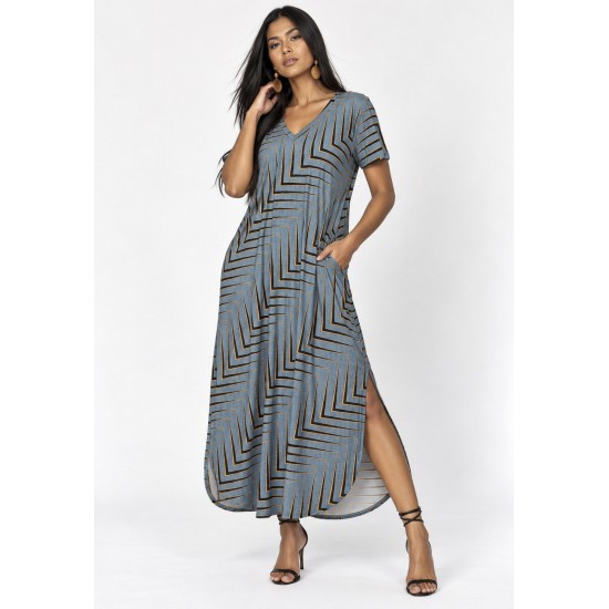 Vestido Midi Abapã Malha com Bolso Estampa Murici