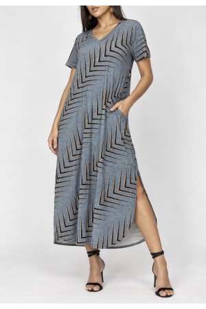 Vestido Midi Abapã Malha com Bolso Estampa Murici
