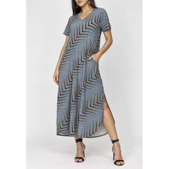 Vestido Midi Abapã Malha com Bolso Estampa Murici