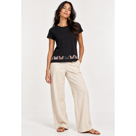 T-Shirt Malha Preta Estampa Bichanos