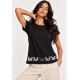 T-Shirt Malha Preta Estampa Bichanos