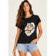 Blusa Aruá Malha Preta Estampa Olhar de Bichano