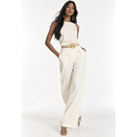 Cinto Moju Nude Areia com Fivela Escultural Dourada